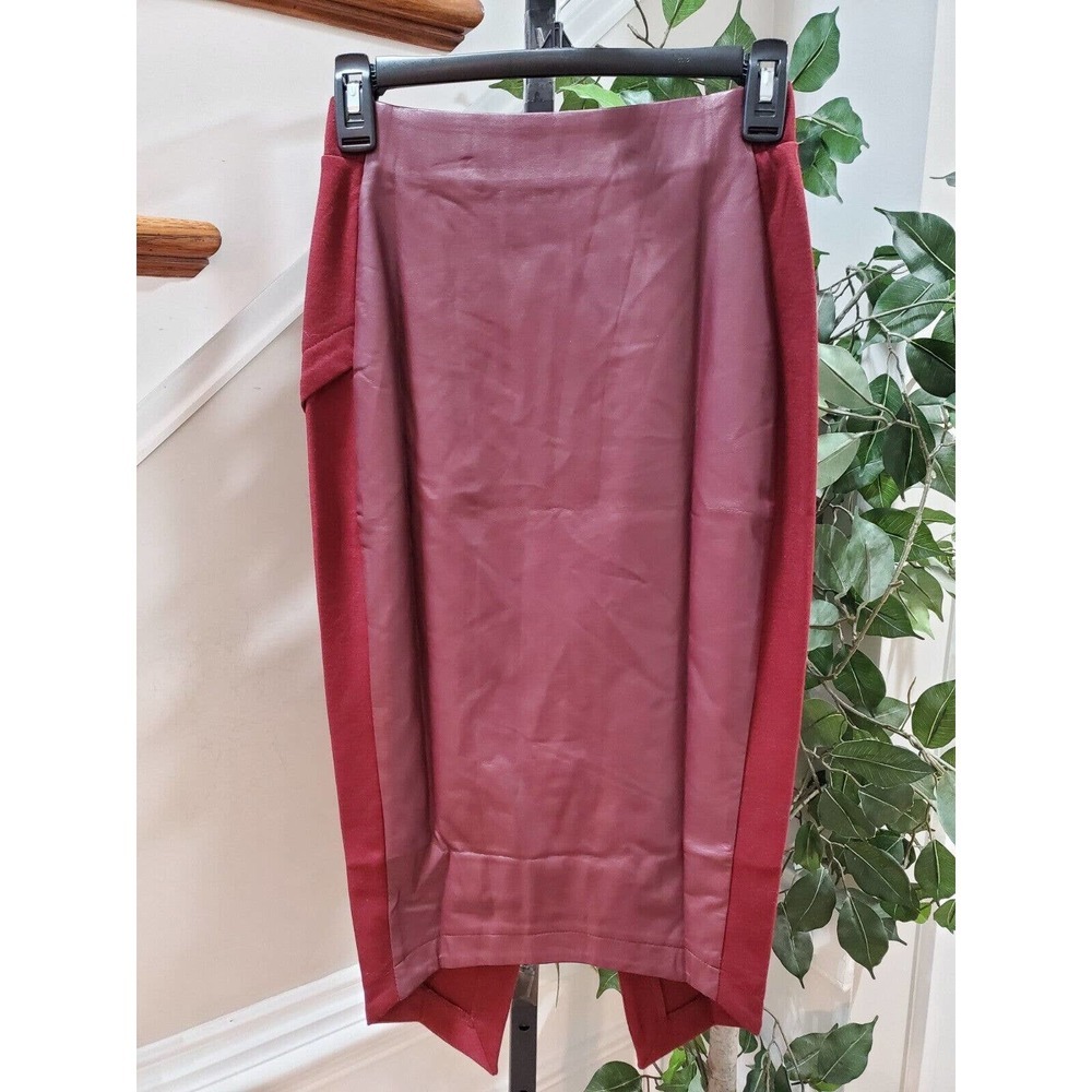 Hommage Women's Solid Red Polyester Pull On A-Line Long Maxi Skirt Size Small